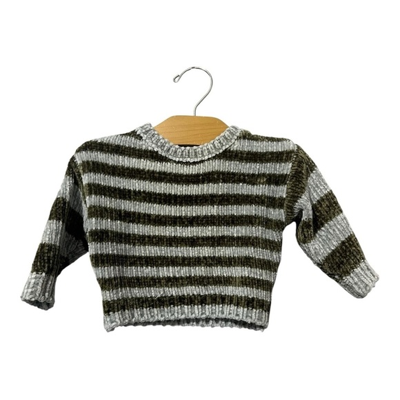 Rylee + Cru Chenille Stripe Sweater 3-6 Months Green Blue - Picture 2 of 6